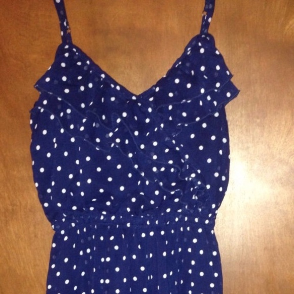 Hollister navy blue and white polka dot dress
